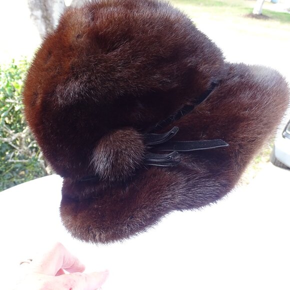 Dark Brown Brimmed Mink Hat Small main image 9